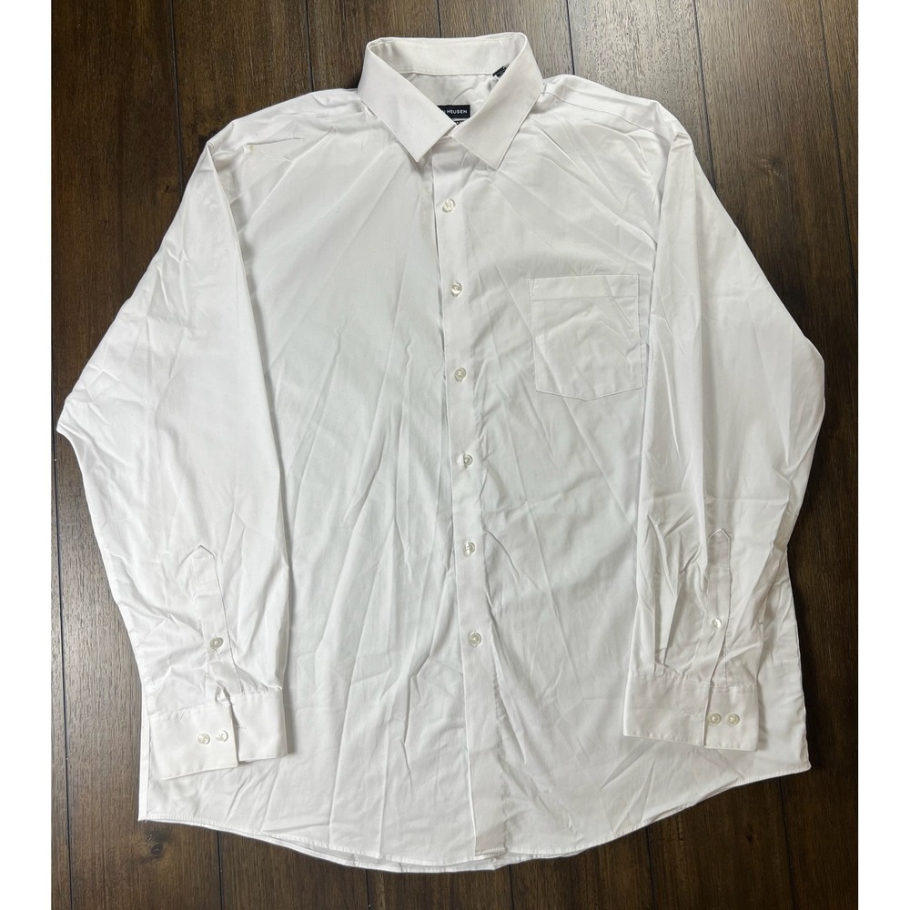 Van Heusen Mens 2XL White Regular Fit Stretch Dress Shirt 18-18.5 34/35